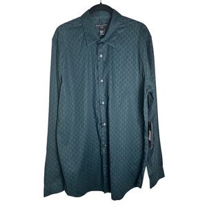 Geoffrey Beene Teal Diamond Pattern Dress Shirt